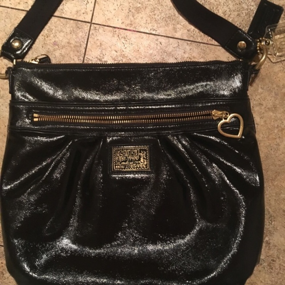 Authentic coach black patent bag